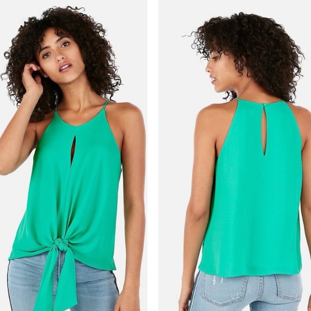 Express Front Tie Chiffon Racerback Blouse